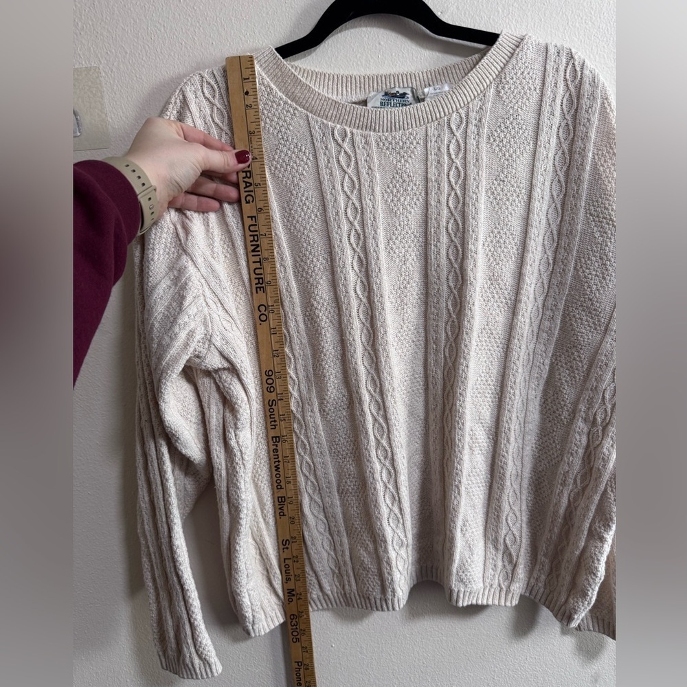 Northern Reflections Beige Cable Knit Sweater L Made in Canada - Picture 6 of 9
